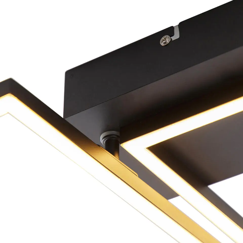 Qazqa plafondlamp plazas zwart ge?ntegreerde led