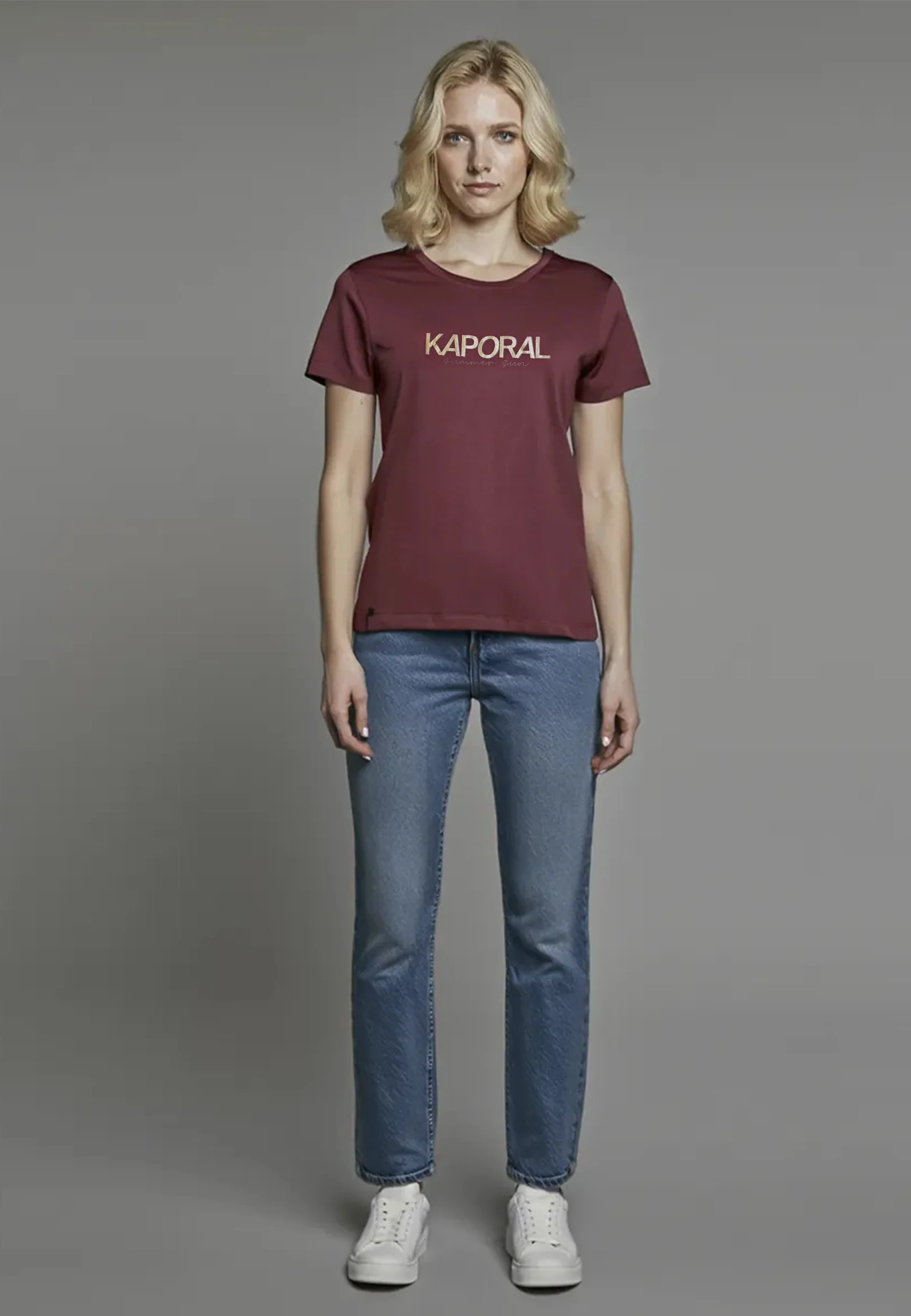 T-shirt manches courtes slim rouge bordeaux coton stretch JASIC