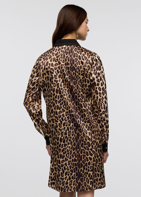 Abito corto animalier con cut-out