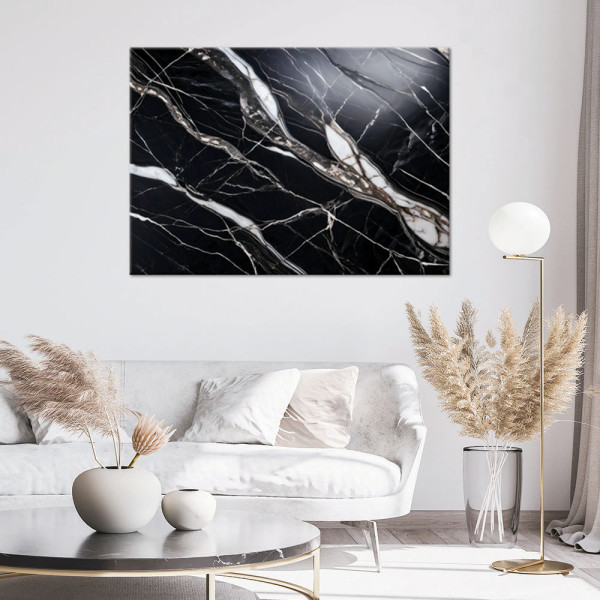 Feeby Obraz na płótnie, Czarno Biały Marmur Kamień 60x40