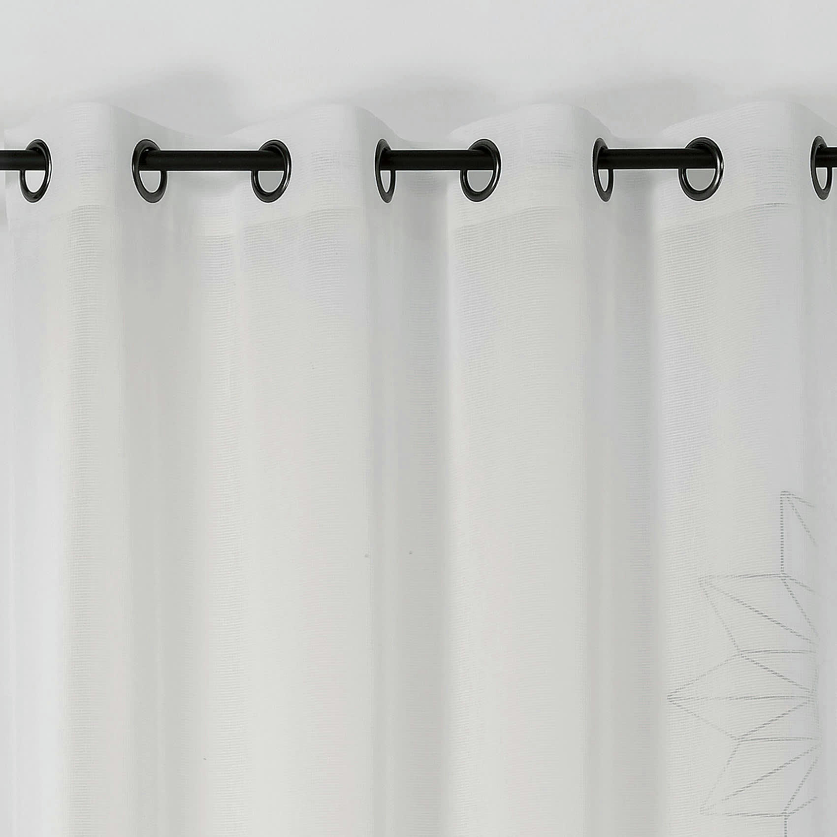 - Voilage  -  - effet de rayures polyester blanc 145x240 cm