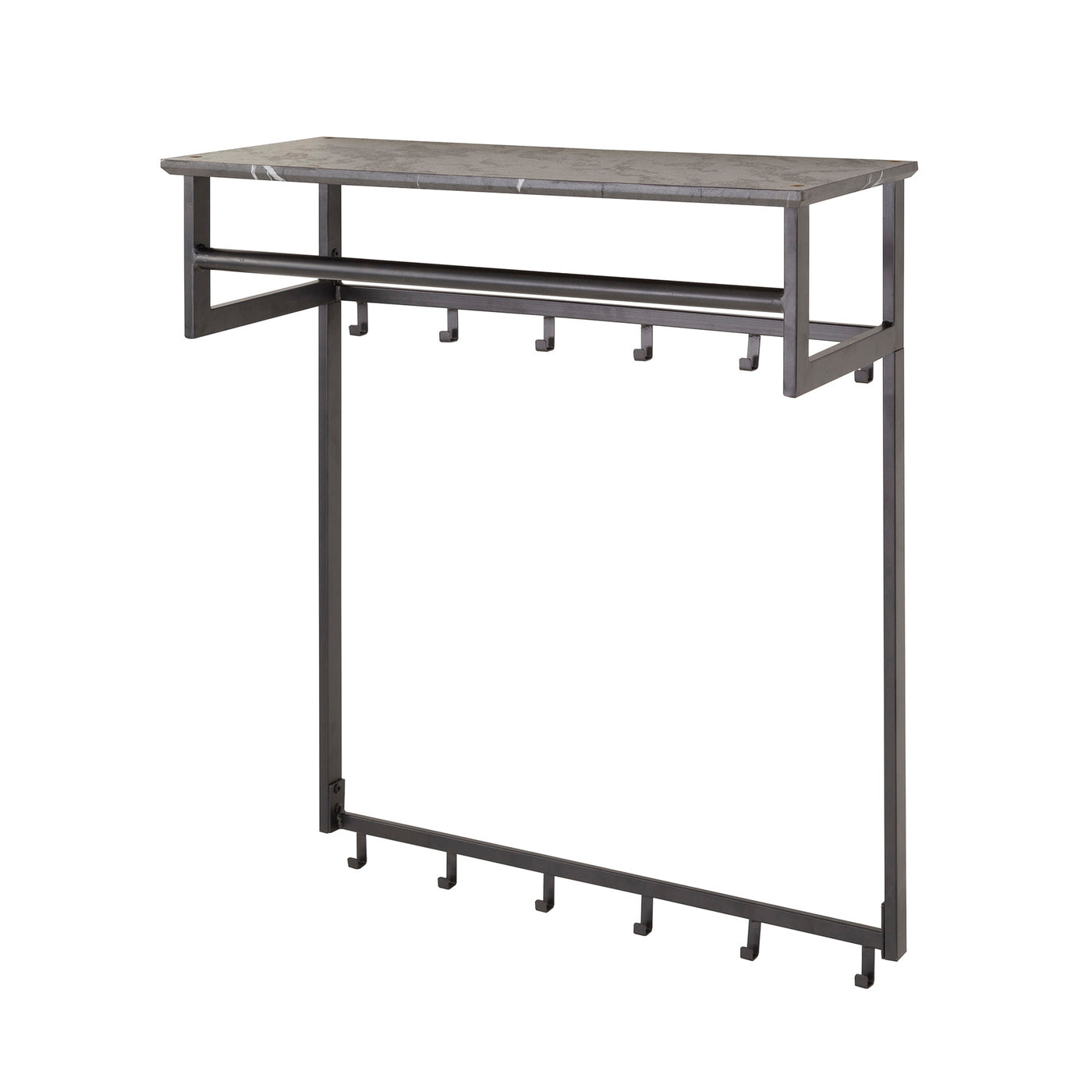 Giga Meubel Kapstok Roede - Zwart Metaal - 12 Haken - 80x30x90cm