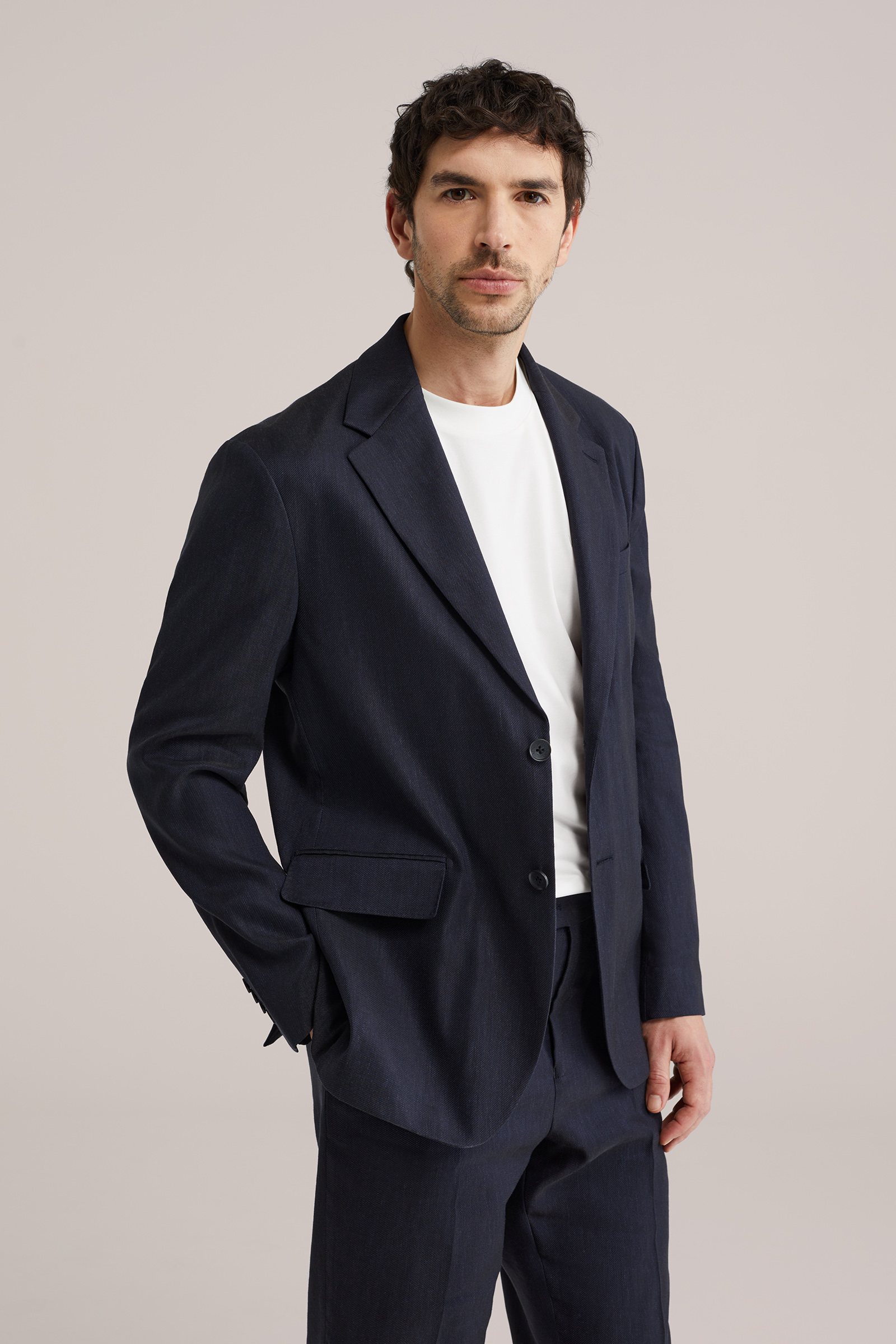 Heren Regular fit pak van linnenmix