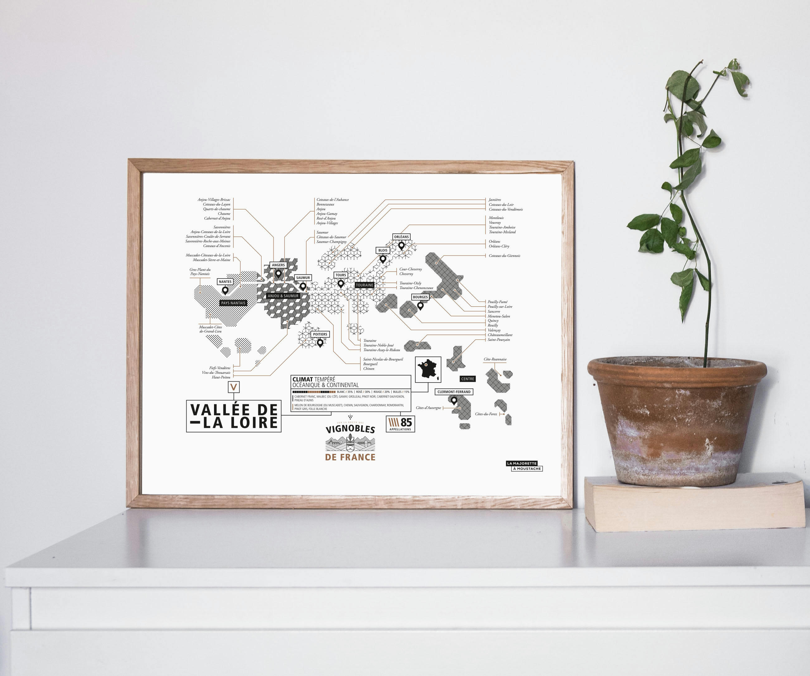 - Affiche d'art vignoble de la vallée de la Loire 30 X 40 cm