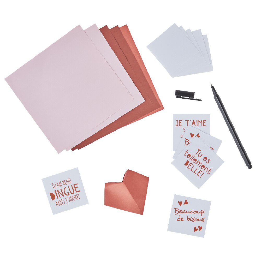 Kit origami 6 coeurs avec messages personnalisés