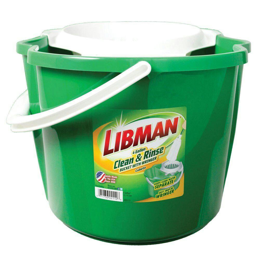 Libman Clean & Rinse Green Mop Bucket with Wringer, 15L