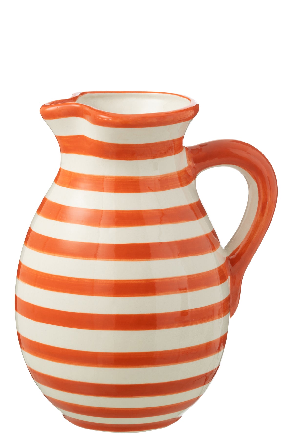J-Line kruik Granada Stripes - keramiek - wit/oranje - large