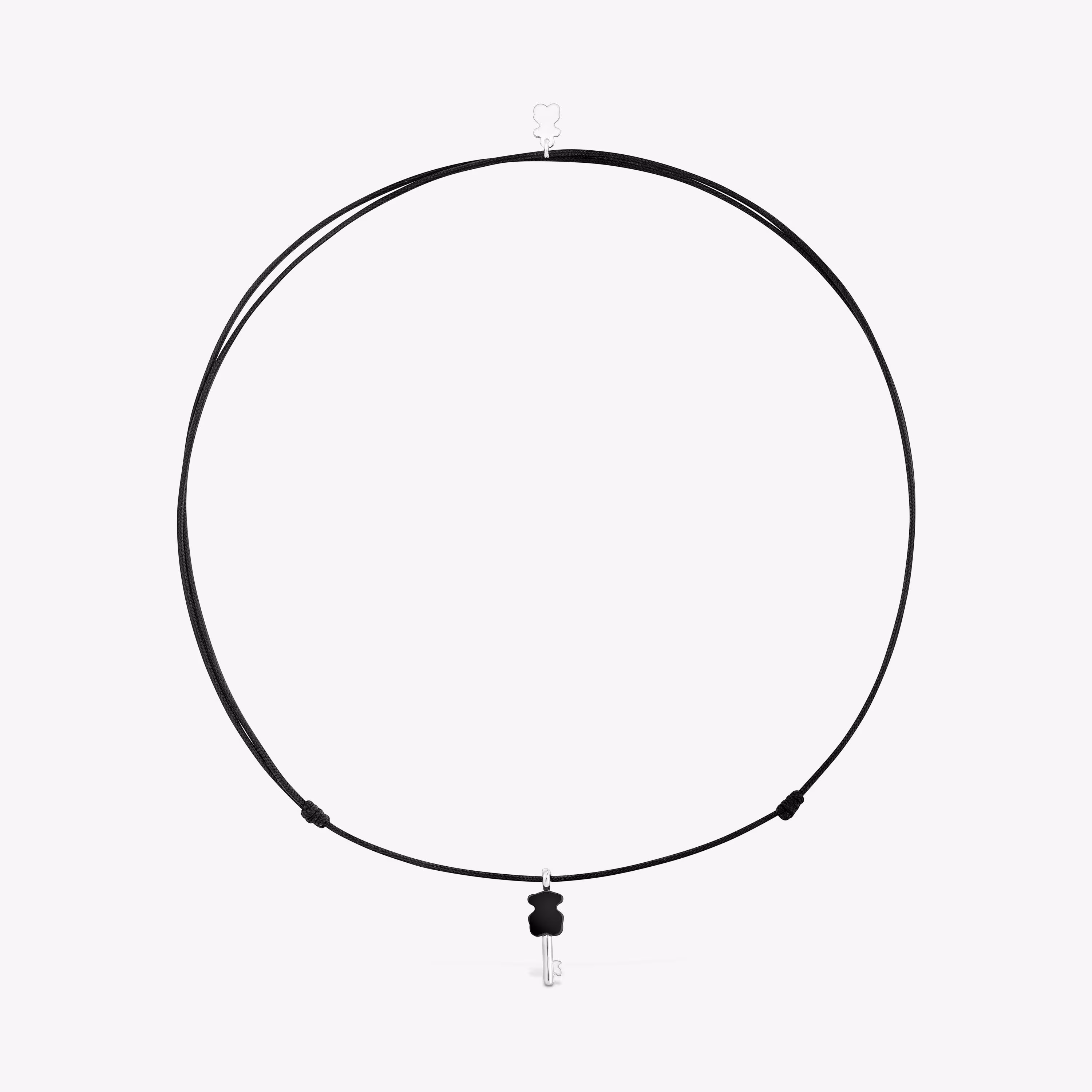 Collar de plata, nylon negro y ónix TOUS Unlock