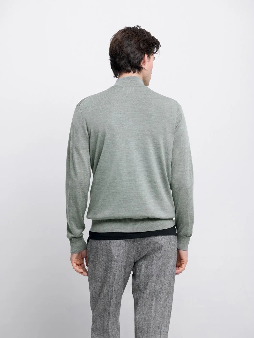 Pull col cheminée zippé en laine Mérinos