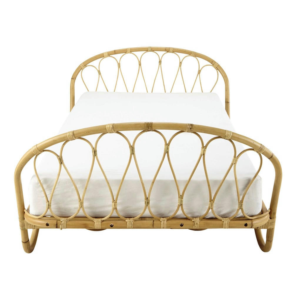 Suzane - Lit  banquette 90x190 en rotin