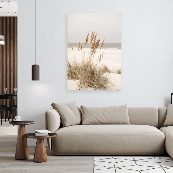 Obraz do salonu kuchni biura, Plaża morze rośliny natura beżowy 20x30