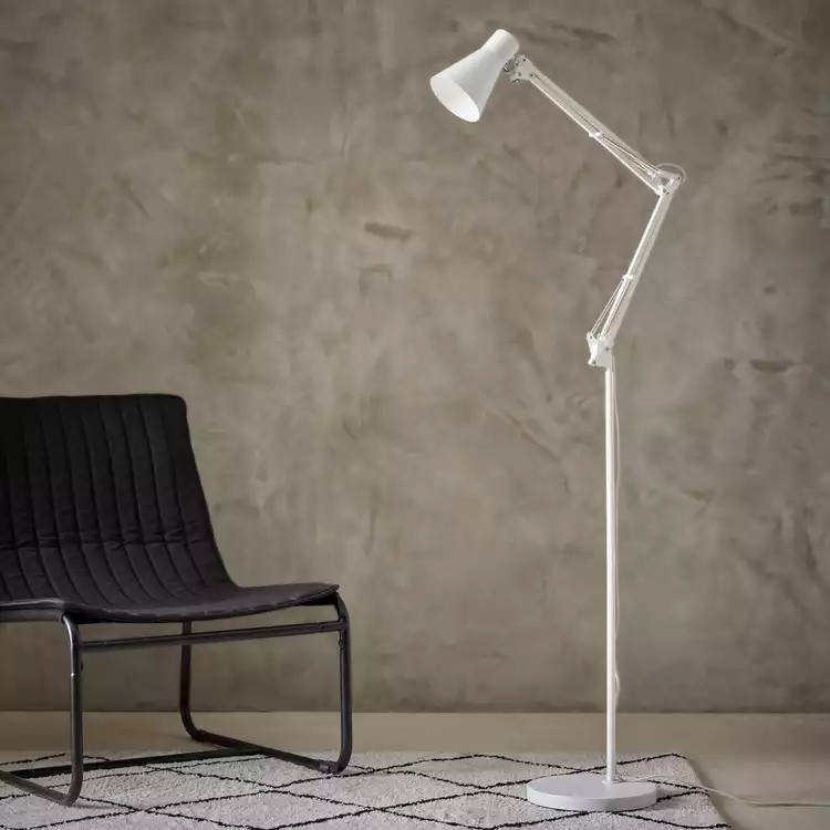 Habitat Swing Arm Floor Lamp - White