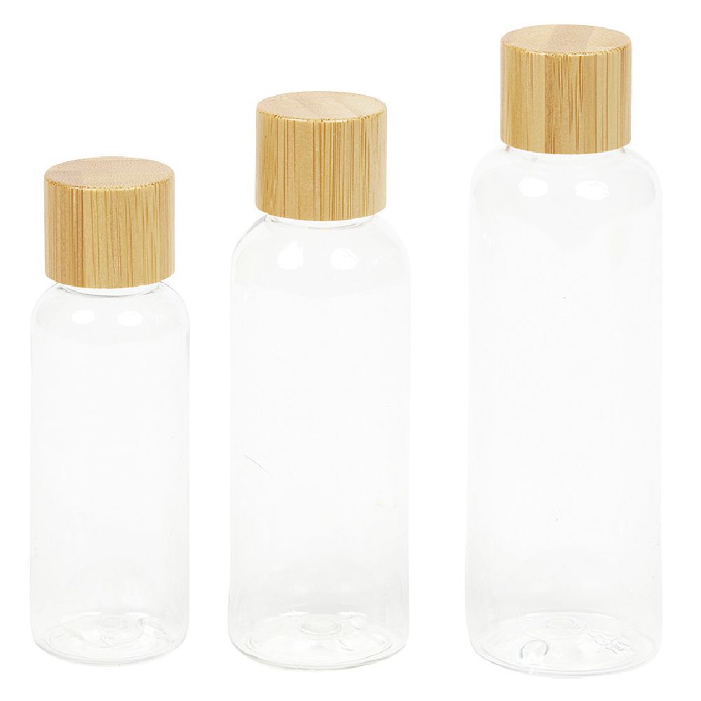 Flacon de voyage plastique et bambou x3