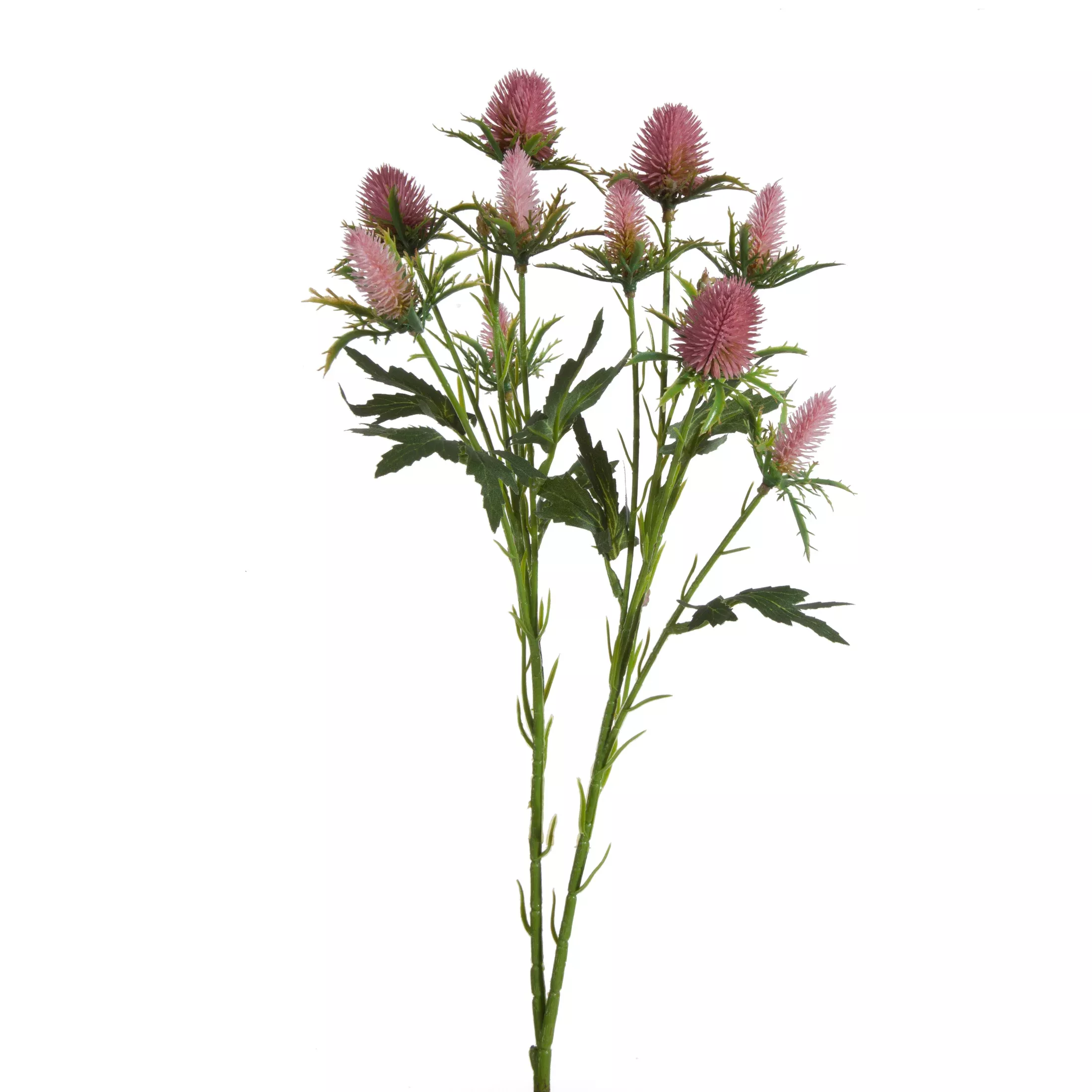 Gałązka sztuczna oset różowo, zielona 68 cm
