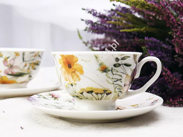 Komplet 2 filiżanek ze spodkami 0,25 l / 15 cm Duo - Pansy 15.PAN.K2FS