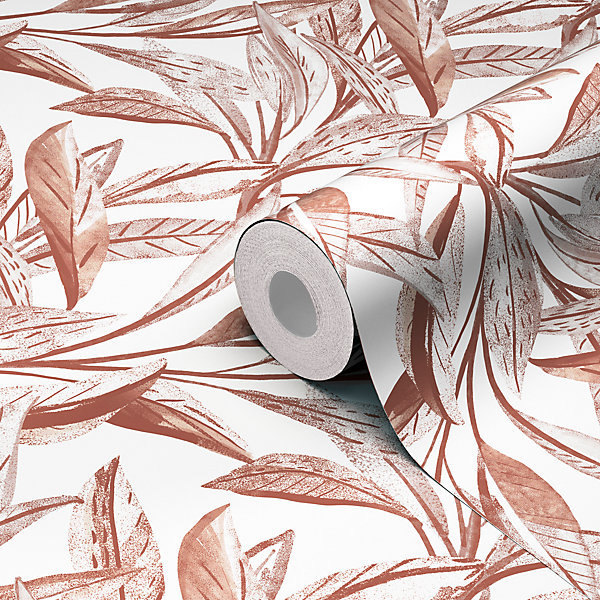 Papier peint vinyle intissé Cicillo feuillage terracotta L.1000 x l.53cm GoodHome