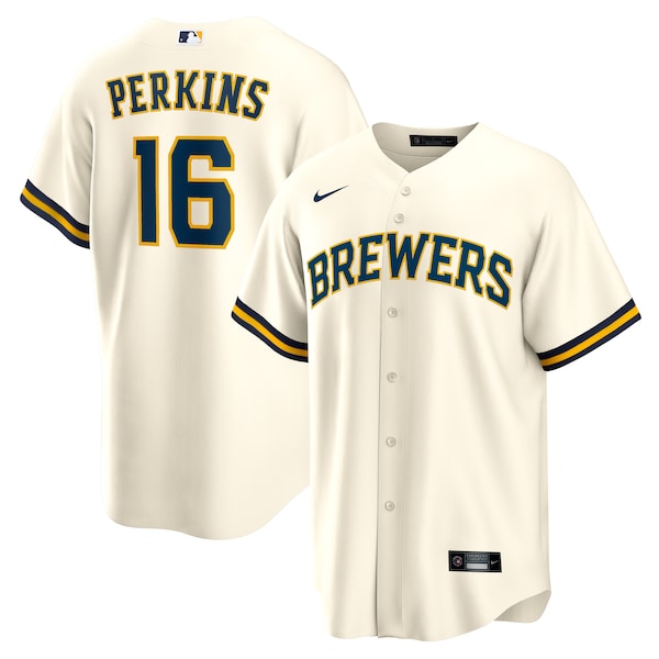 Blake Perkins Milwaukee Brewers Nike Home Replica Jersey - Cream
