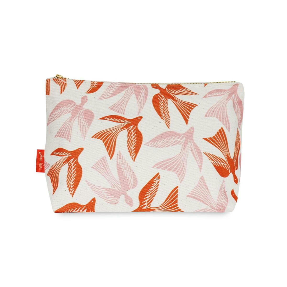 BAKEA - Trousse de toilette coton Orange et Rose 32x21x12 cm