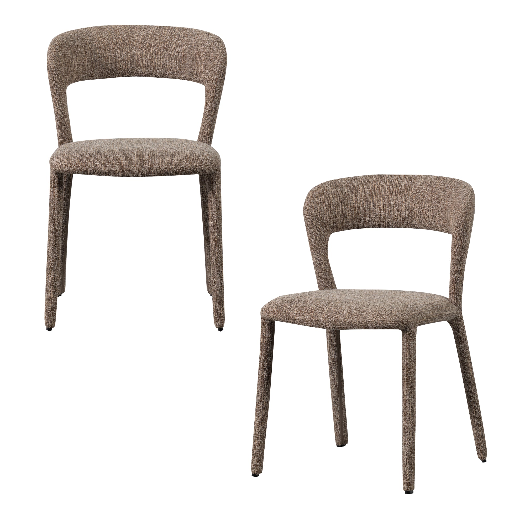 WOOOD eetkamerstoelen Noble - Polyester - Zand Melange - Set van 2