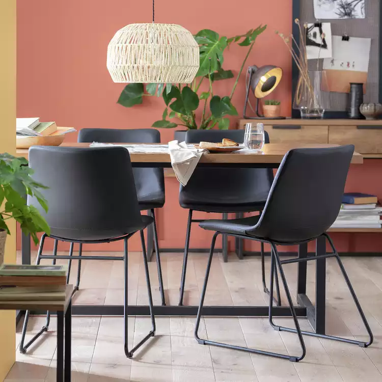 Habitat Nomad Oak Dining Table & 4 Black Chairs