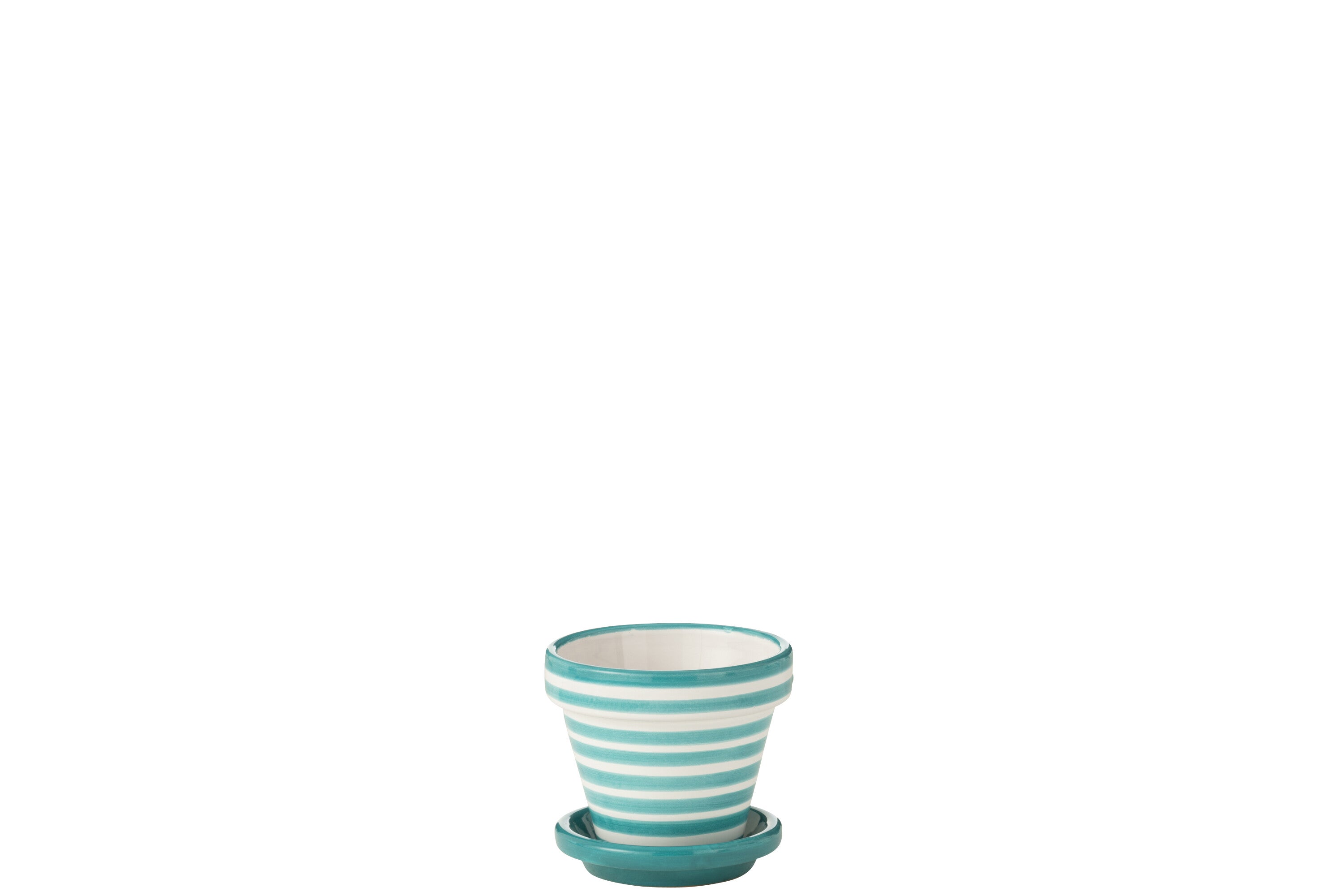 J-Line bloempot Granada Stripes Handmade + Painted - keramiek - aqua -
