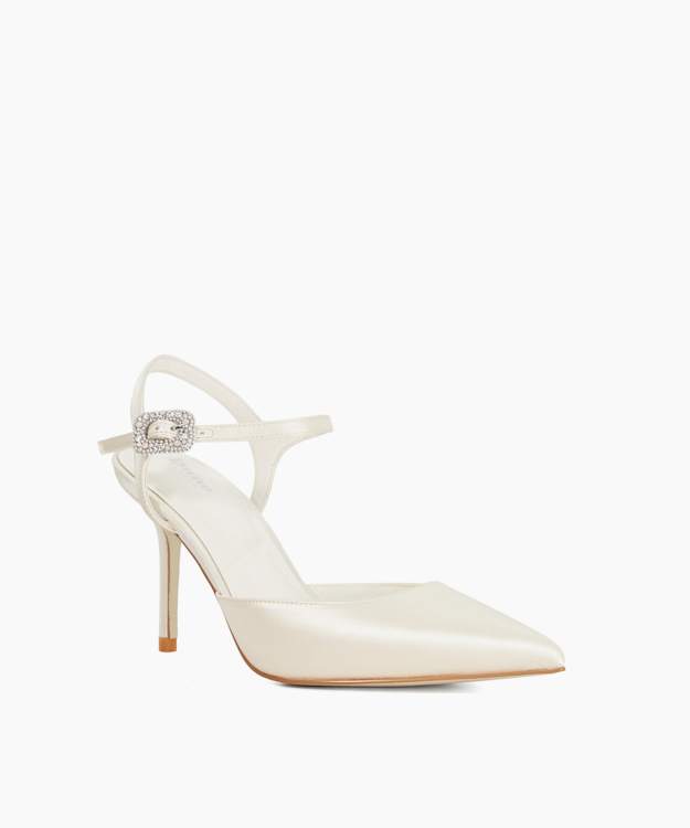 Celebrant Ivory - Satin Embellished Buckle Wedding Shoes