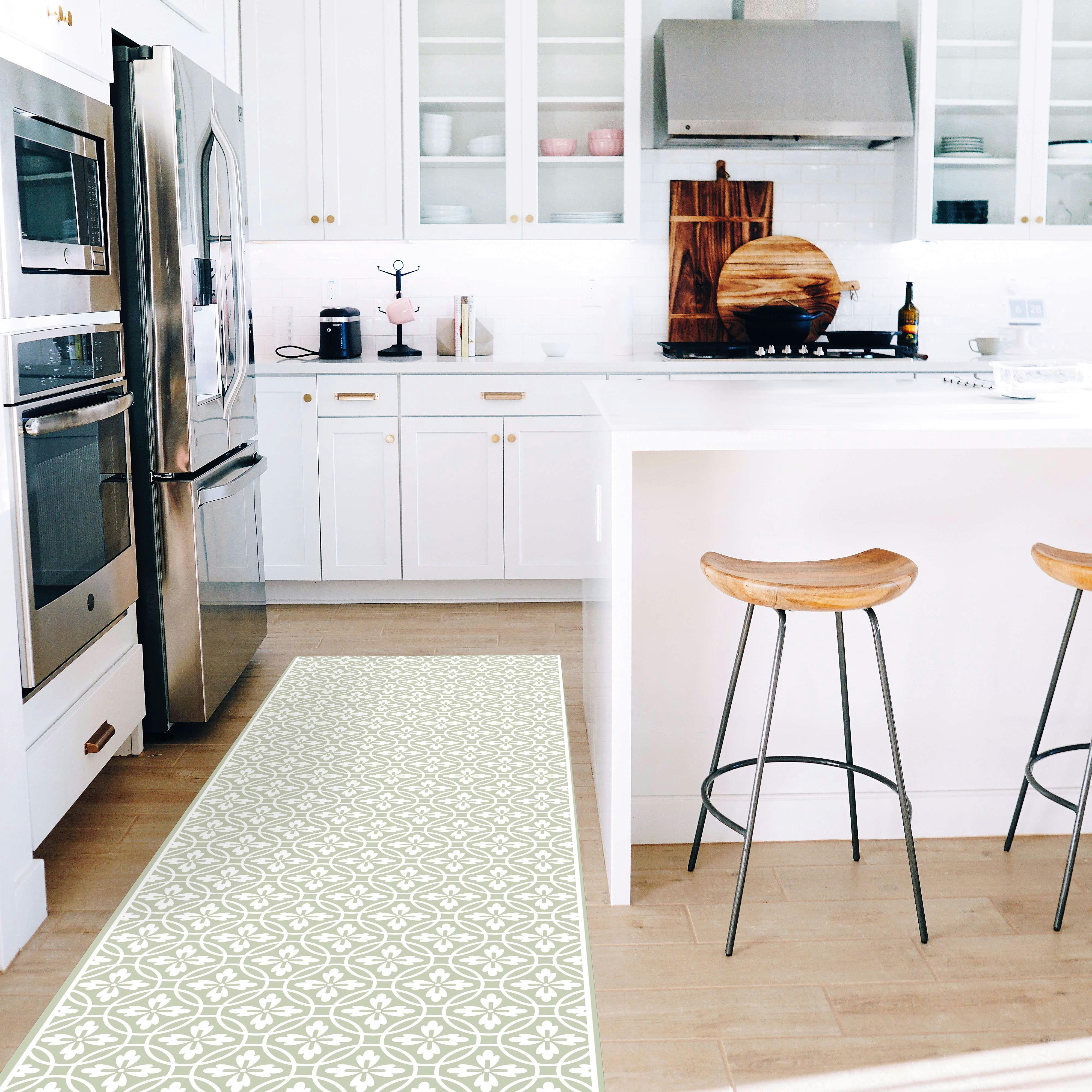 VINTAGE - Tapis en vinyl vintage vert 48x98 cm