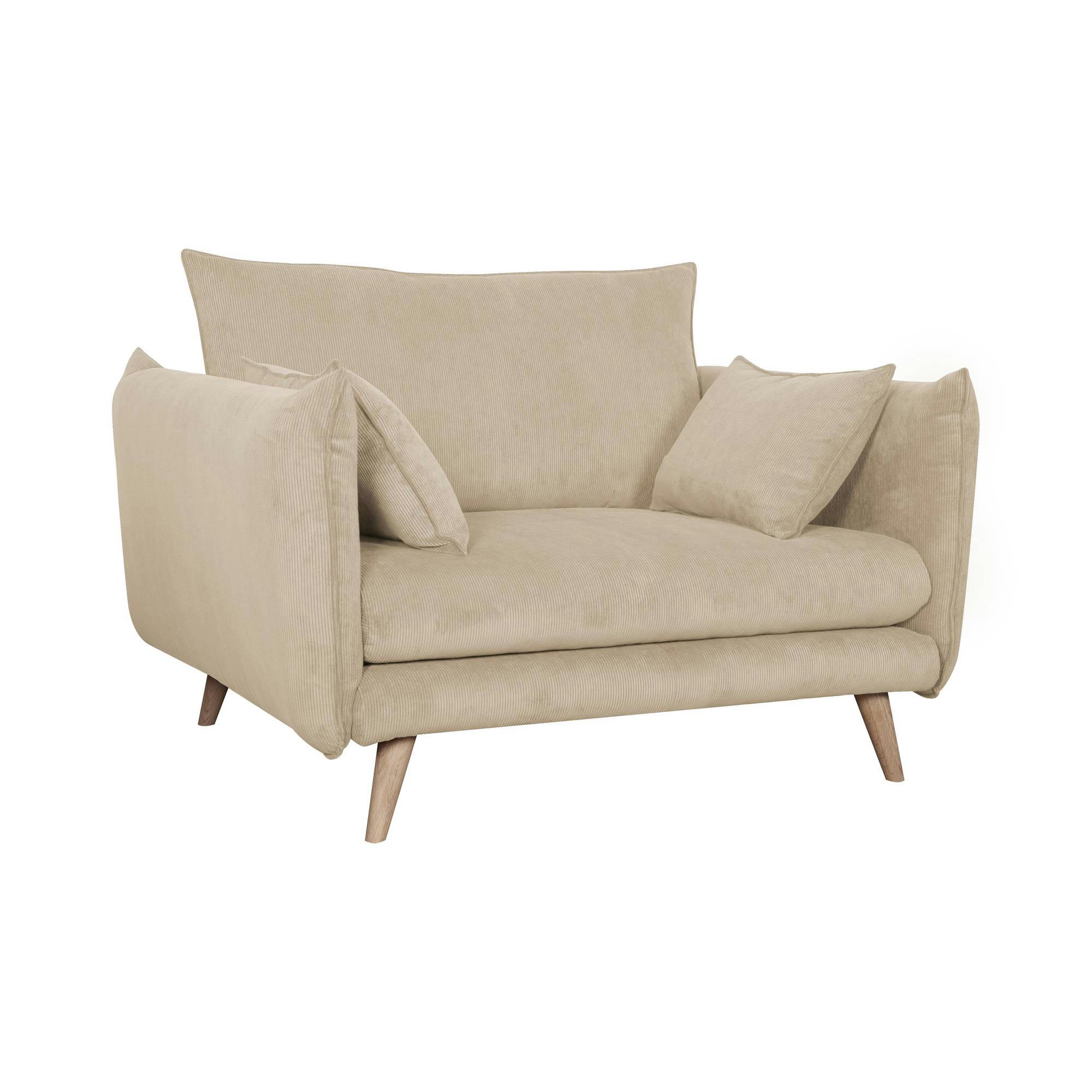 ORION - Fauteuil XXL tissu velours 1 place Beige