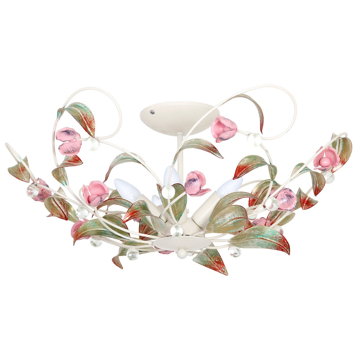 Lampa sufitowa kremowa-zielona-różowa Rose 5xE14x15W Luminex