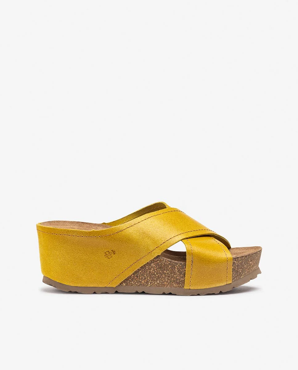 Sandalia de cuña BARI-257 amarillo