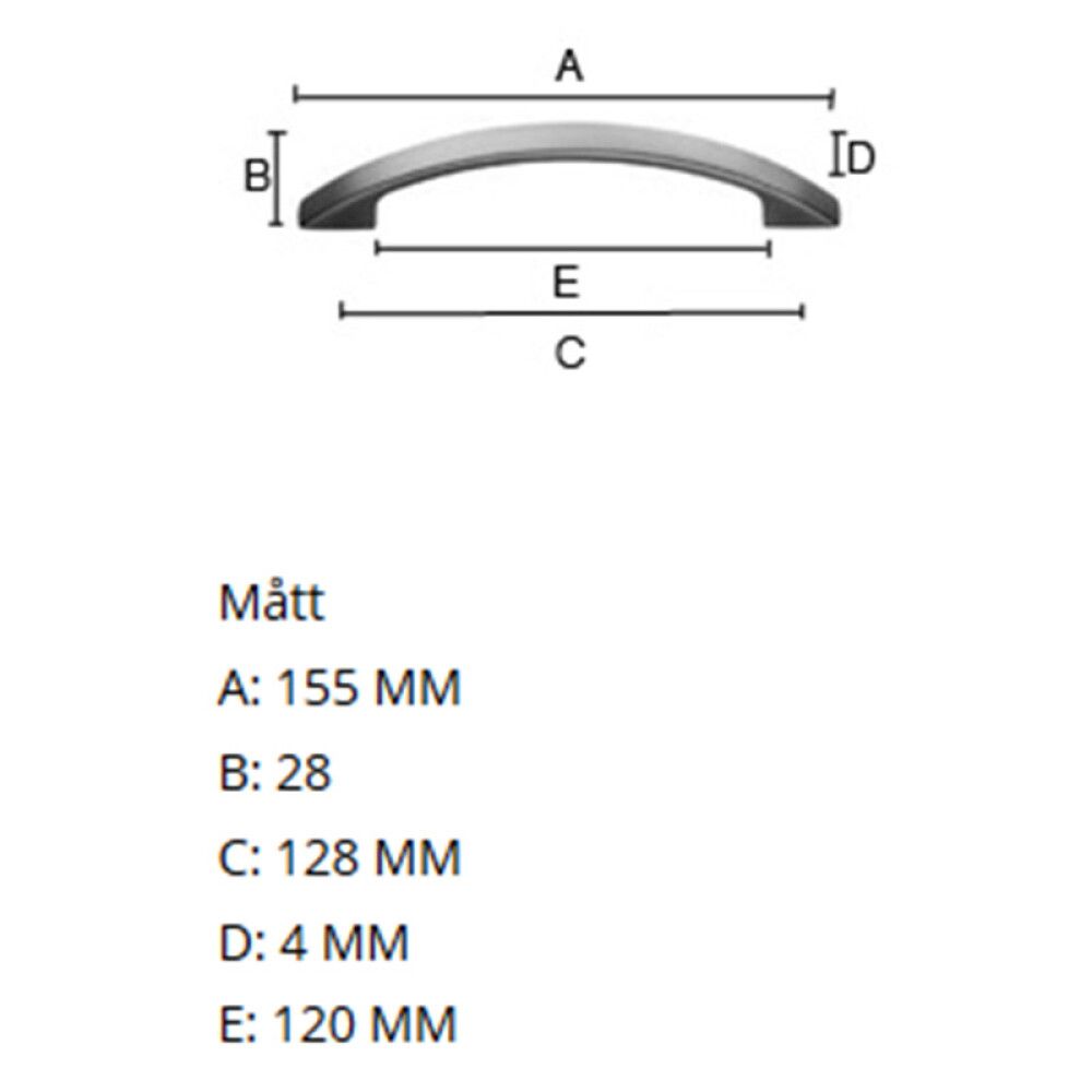 HÅNDTAK BESLAGSBODEN B6091 128MM BØRSTET KROM