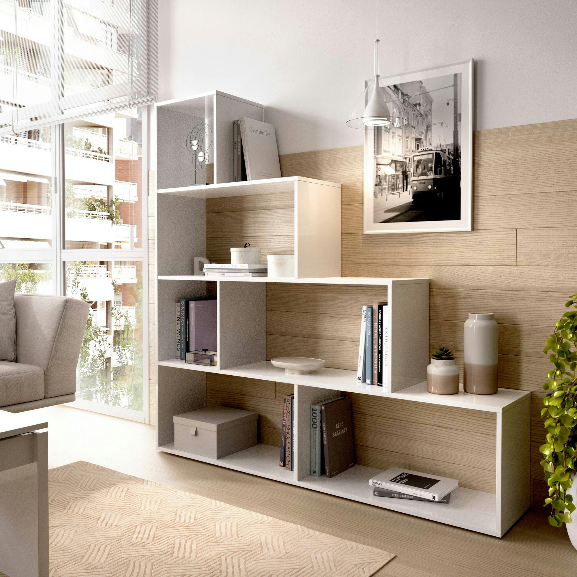 DLEVERB - Bibliothèque effet bois blanc