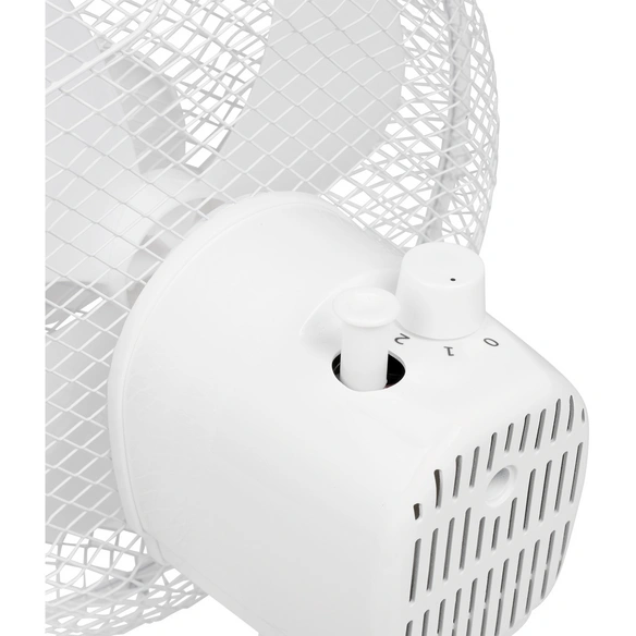 Tischventilator, D. 23 cm, 30W, 2 Stufen, weiss, oszillierend