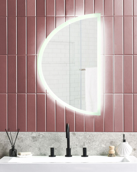 Lustro wiszące ścienne LED półokrągłe ø 80 cm