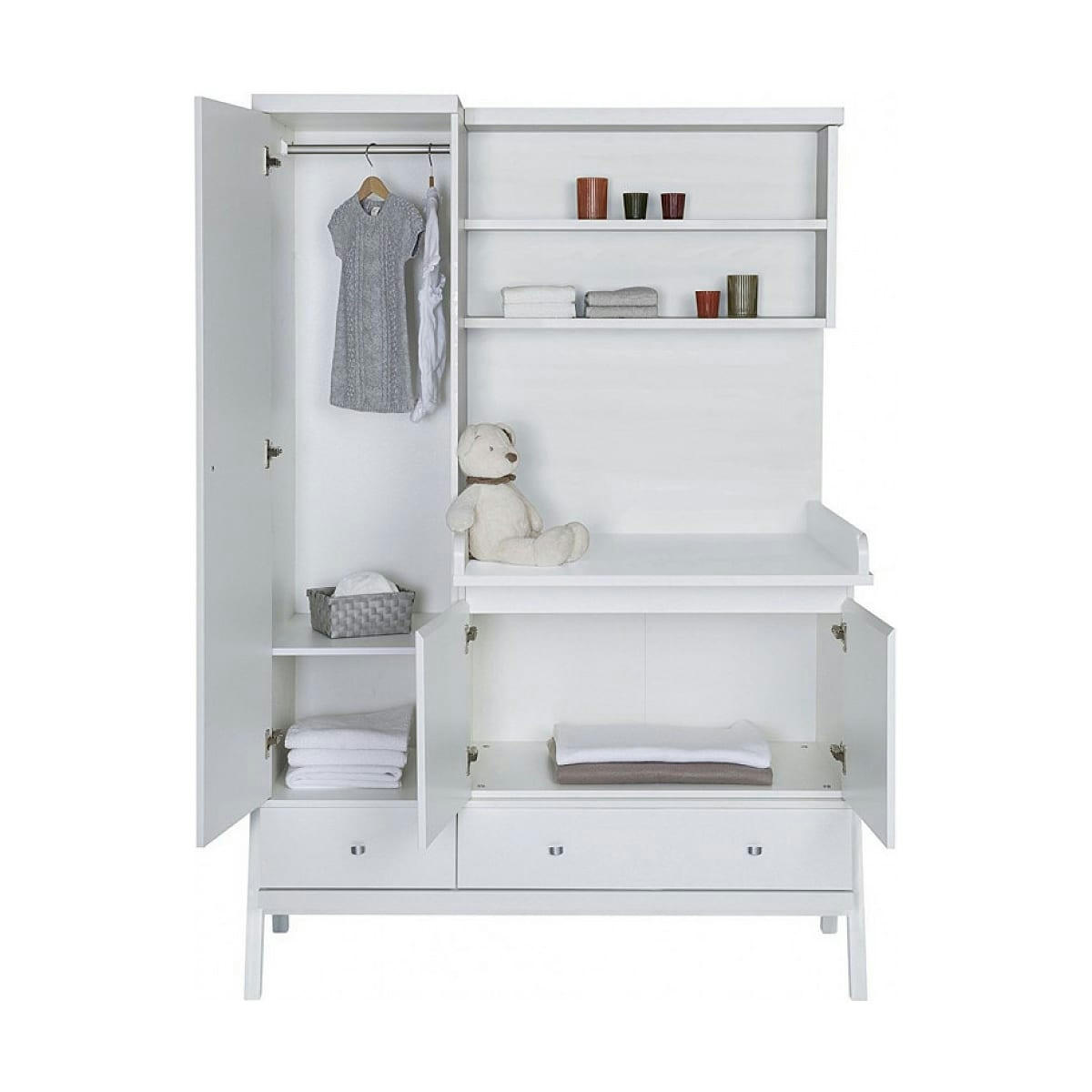 HOLLY BLANC - Armoire avec plan à langer bois laqué