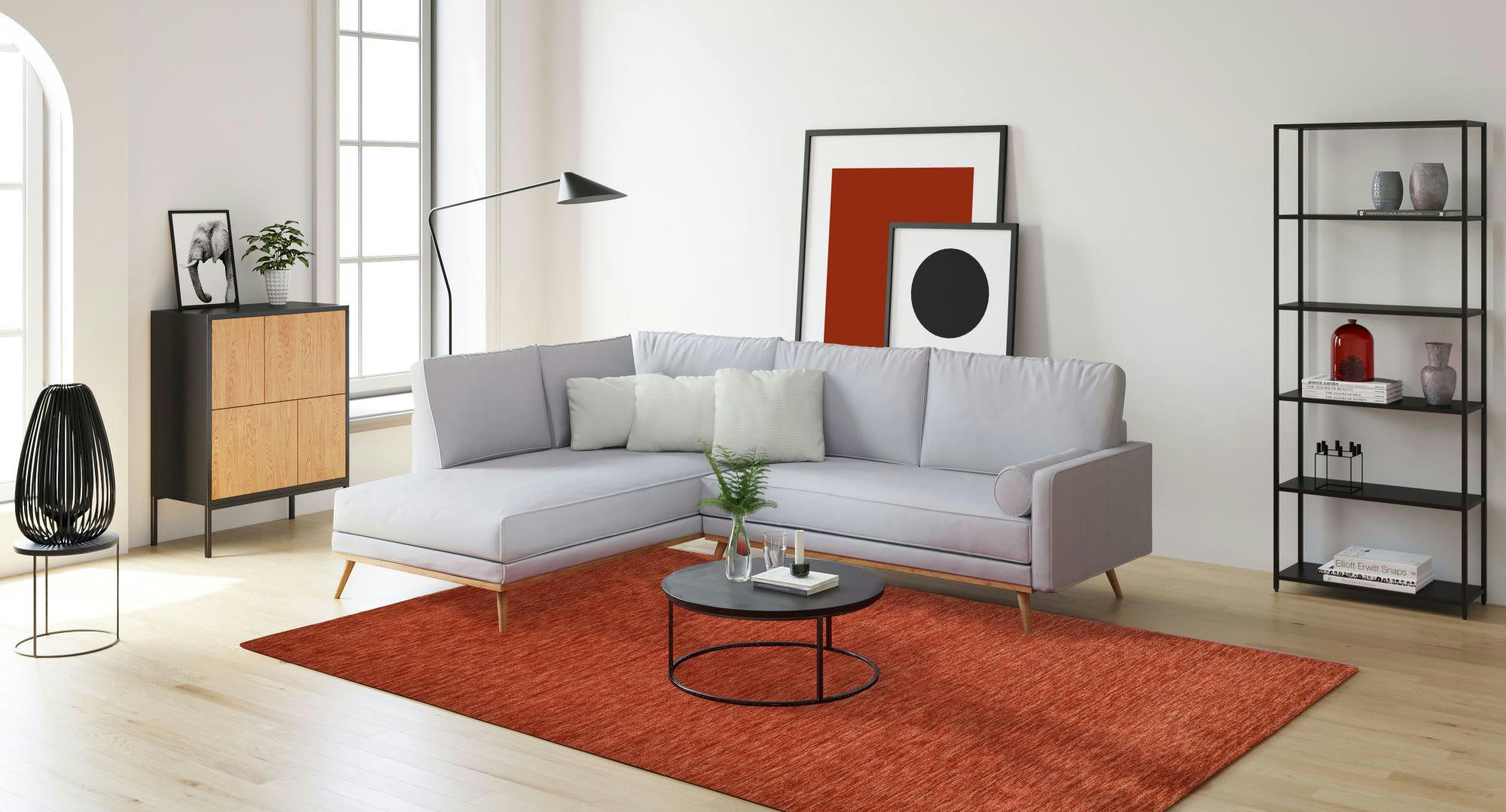 HOLI - Tapis salon - tissé main - 100% laine  - terracotta 190x290 cm