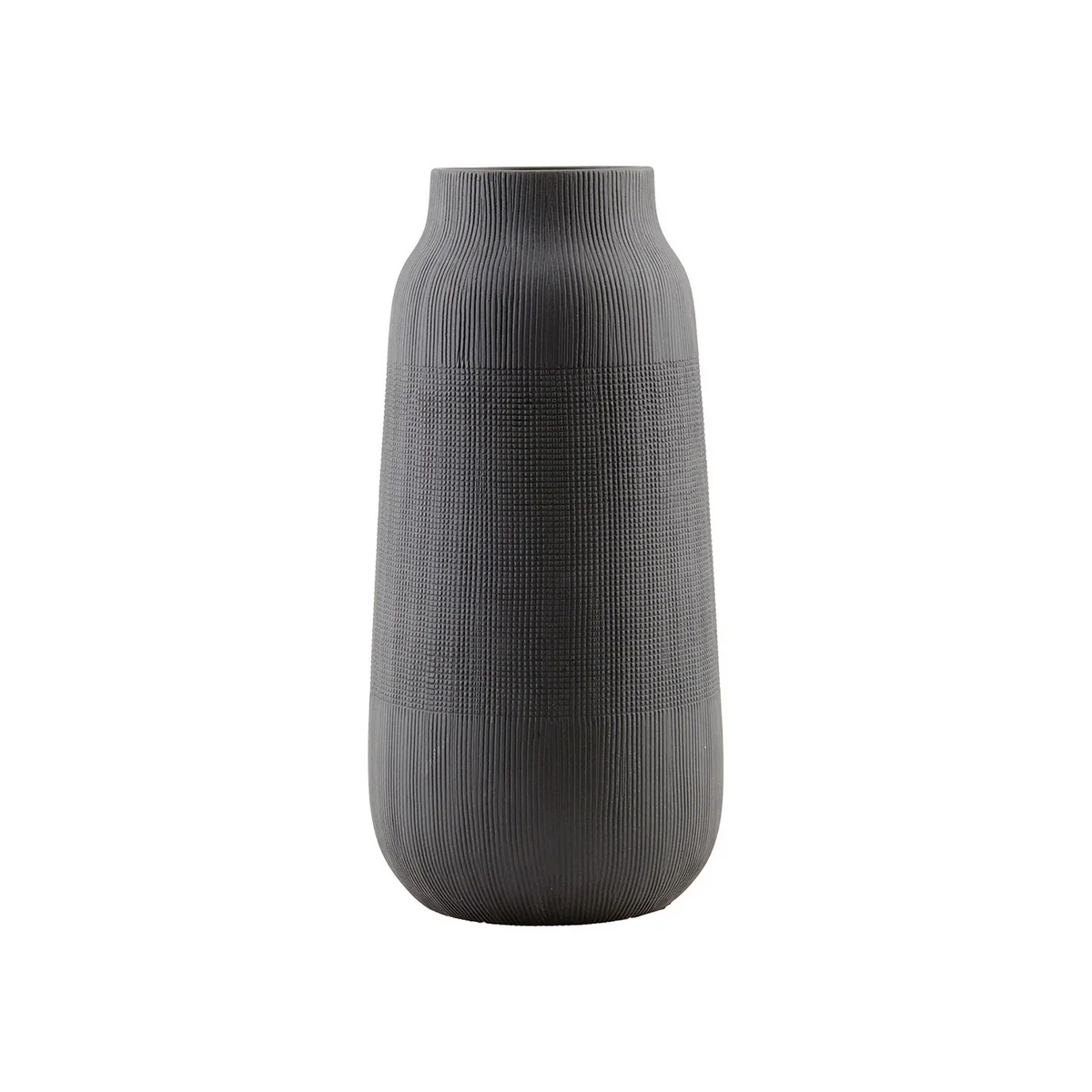 House Doctor - Groove Vase, Ø 16 x H 35 cm, schwarz