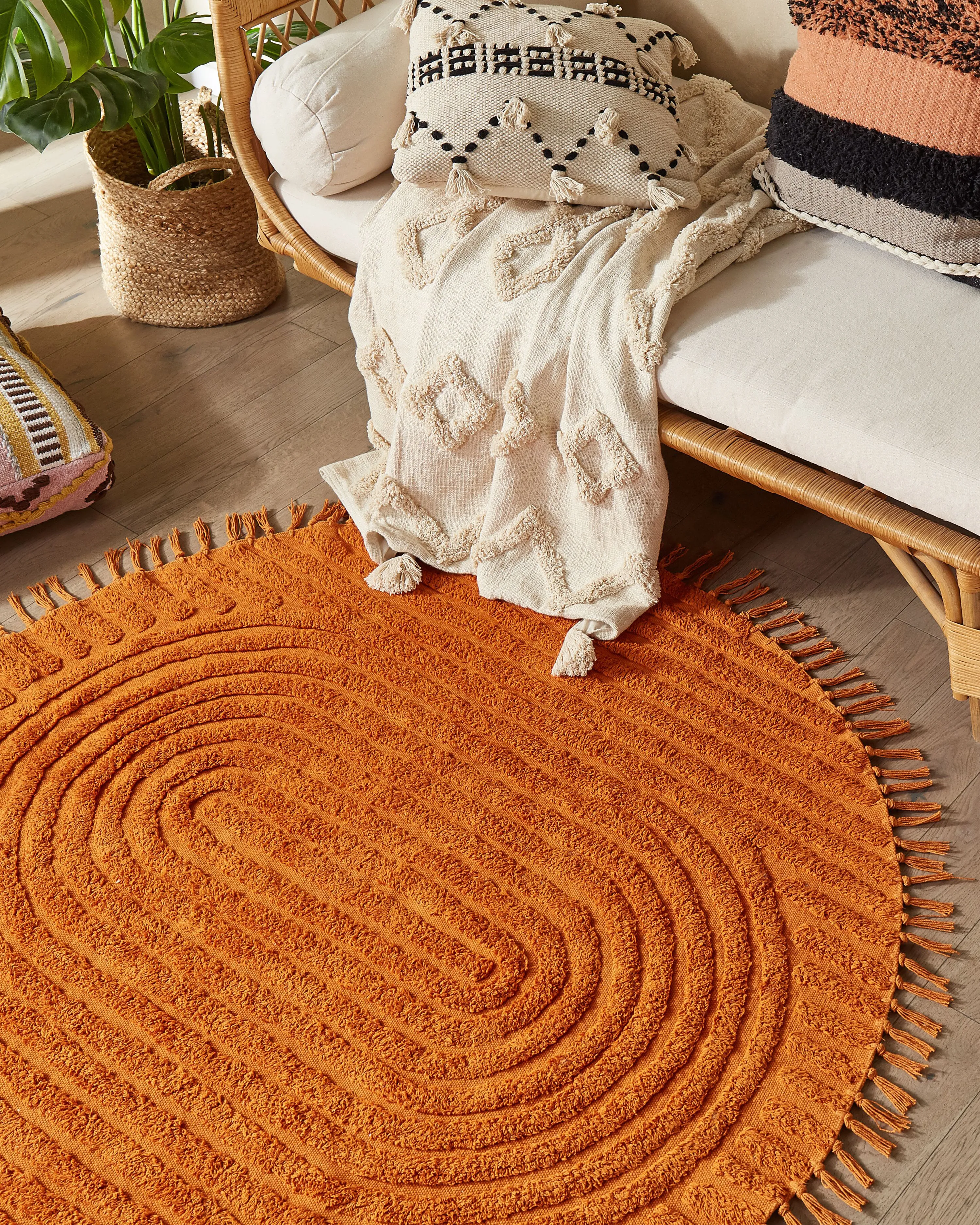Rug HALFETI Orange ? 140 cm Cotton