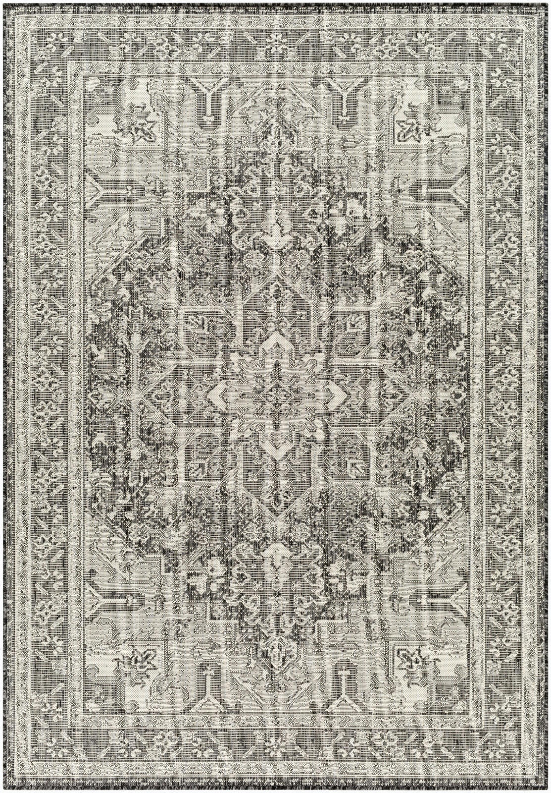 ELLY - Tapis d'Extérieur/Intérieur Anthracite/Ivoire 160x213