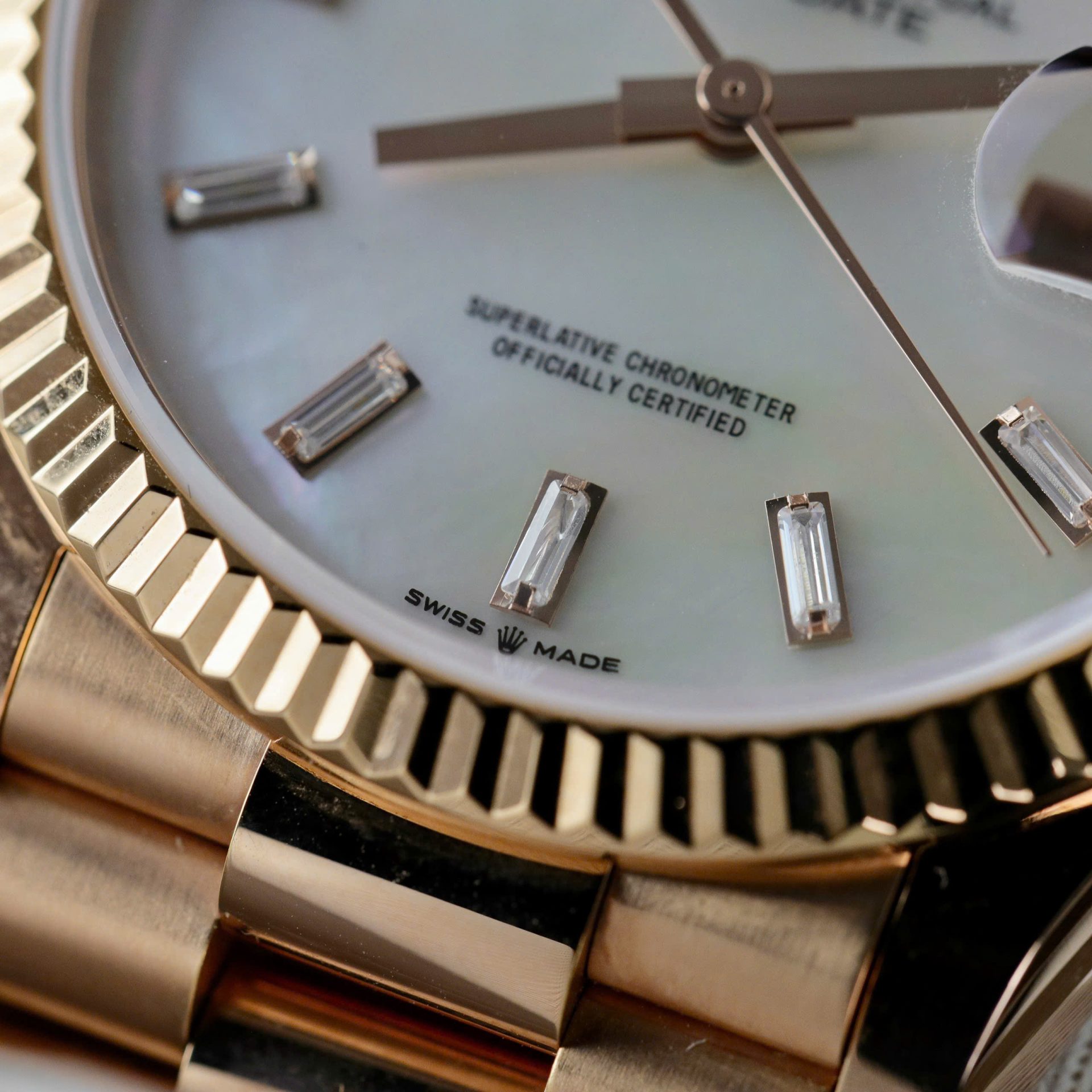 Rolex Day-Date RG Plated MOP Dial CZ Diamonds 36mm Super Clone