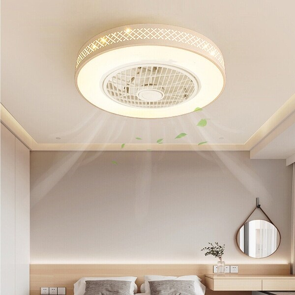 20In Enclosed Timing Dimmable LED Low Profile Flush Mount Ceiling Fan