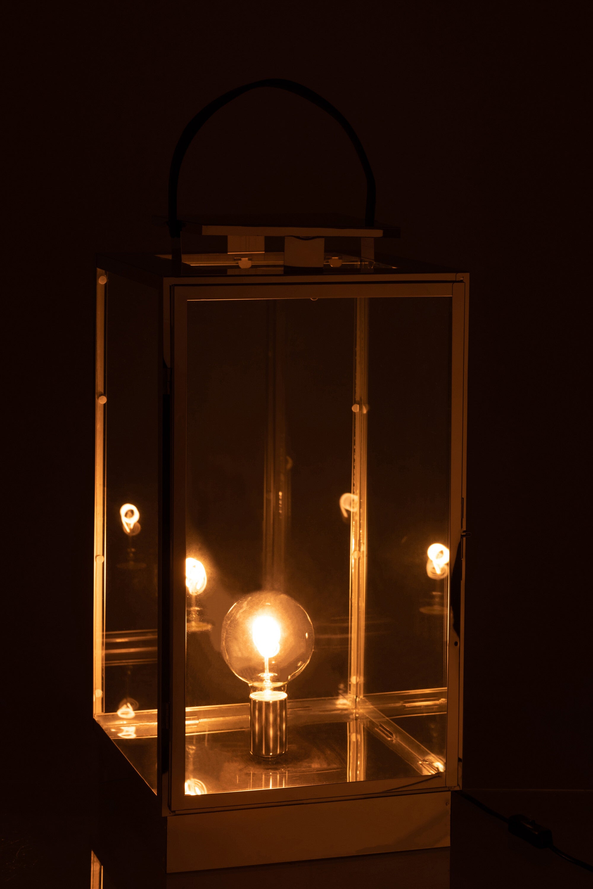 J-Line lantaarn Lamp - metaal/glas - zilver
