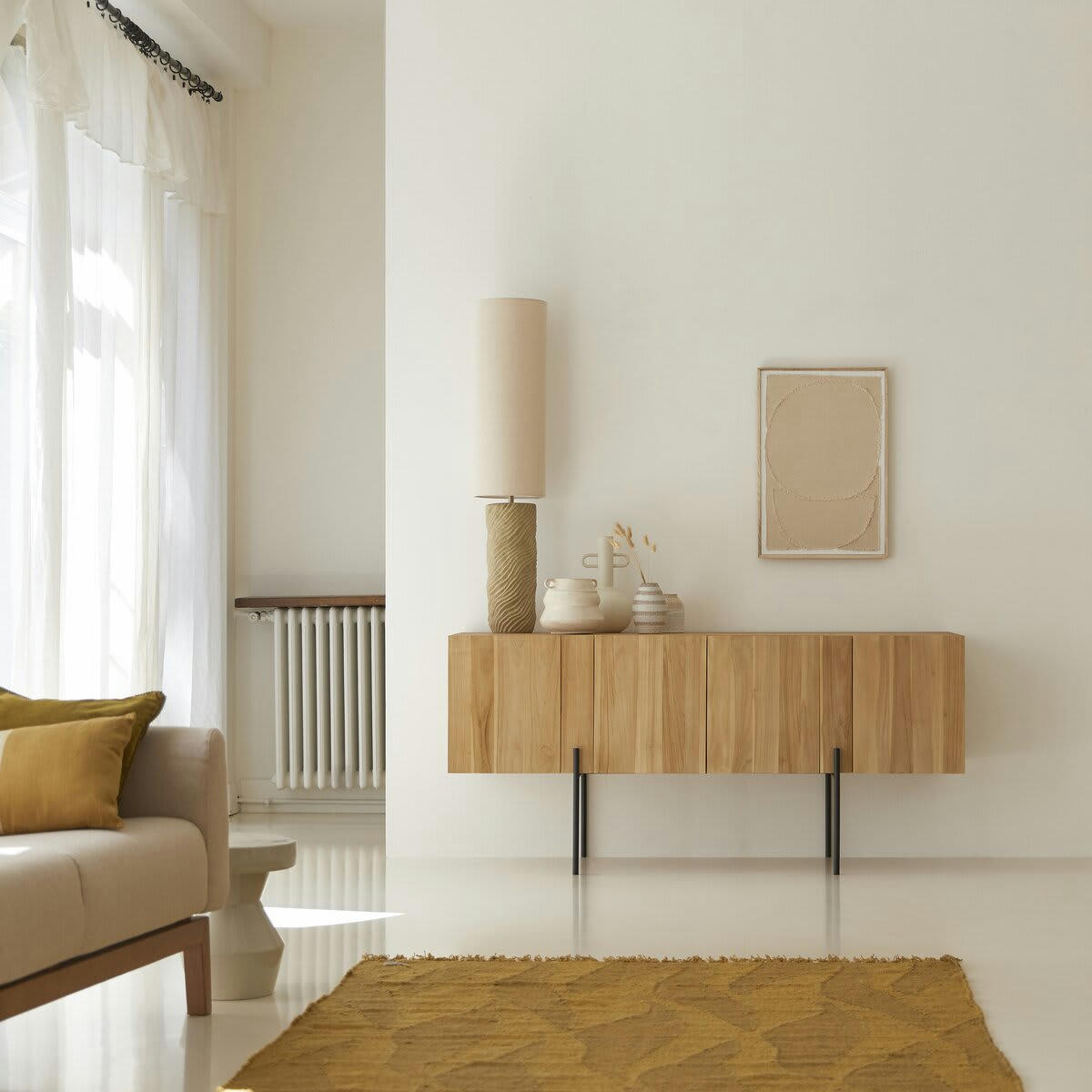 HONORINE - Buffet haut en teck massif 165 cm