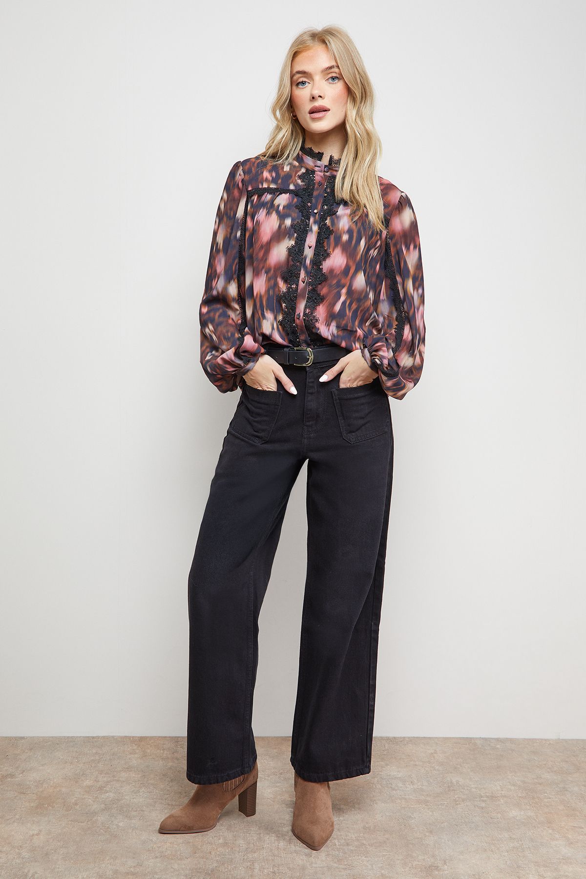 Oasis Lace Trim Blouse