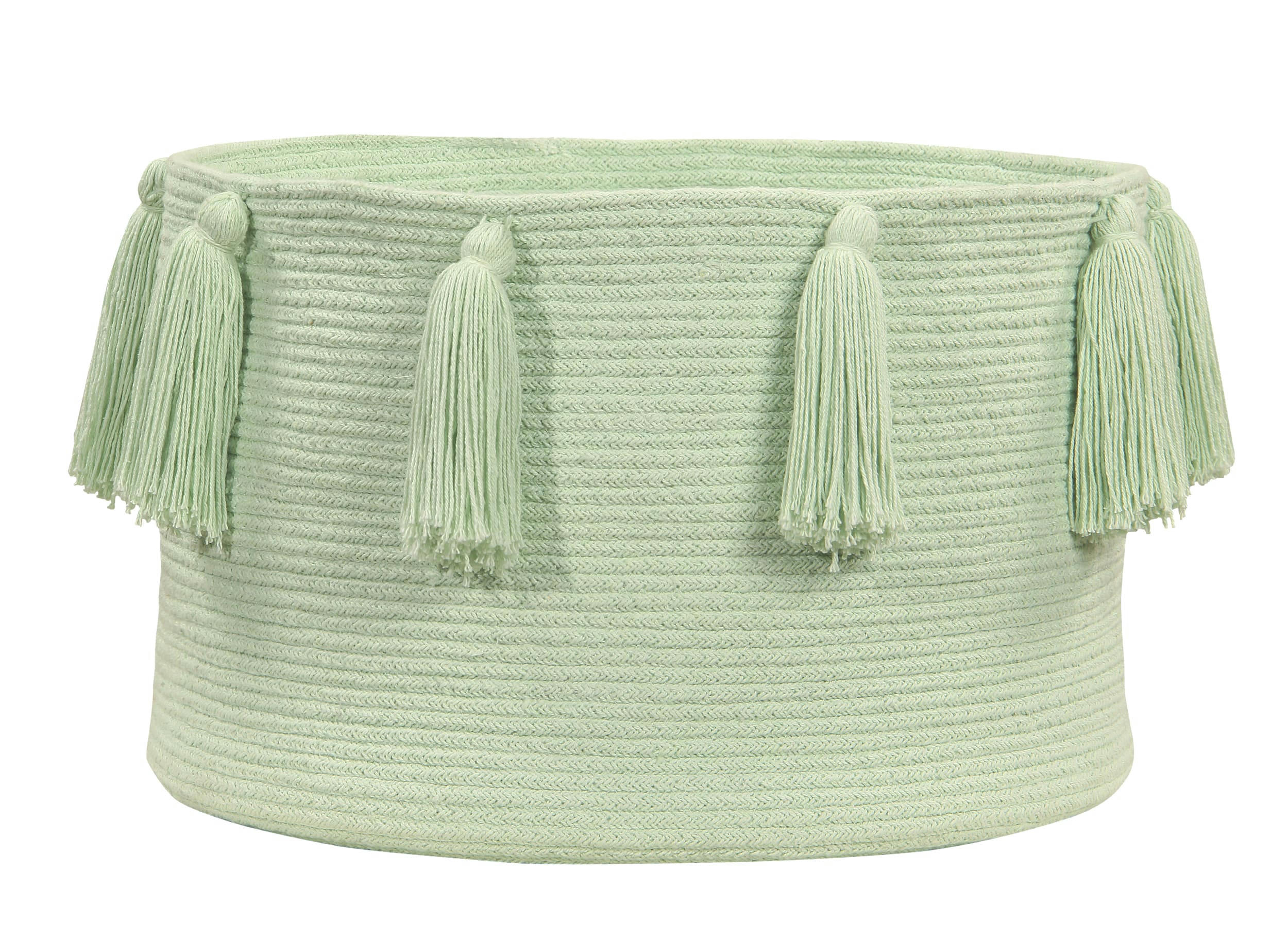 TASSELS - Panier en coton vert 30xØ45