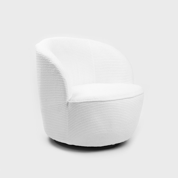 Fotel SVINGEN FASO obrotowy sztruksowy biały 65.5x77x69cm HOMLA