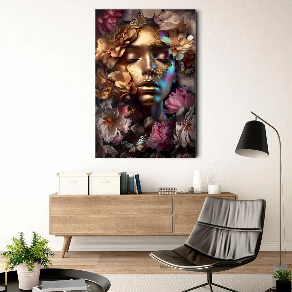 Glasschilderij Golden Dream - 116 x 78 - Goudkleurig