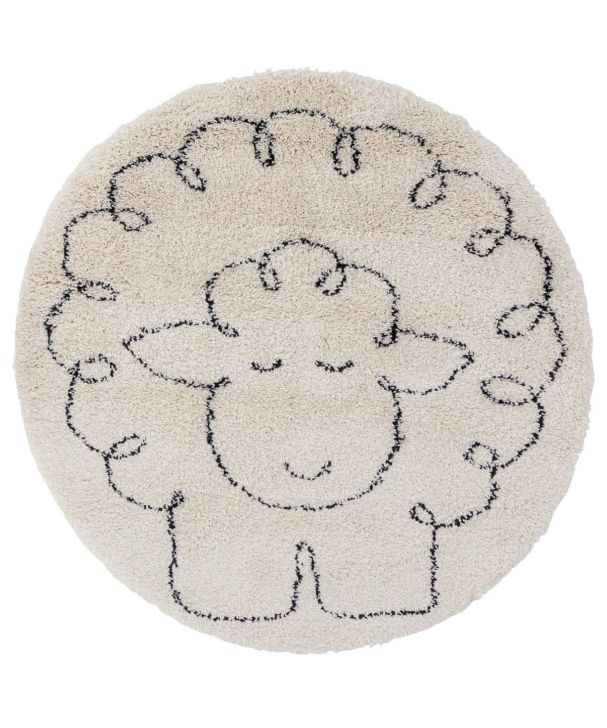 SHEEP - Tapis rond enfant doux et poétique beige 120x120, OEKO-TEX®