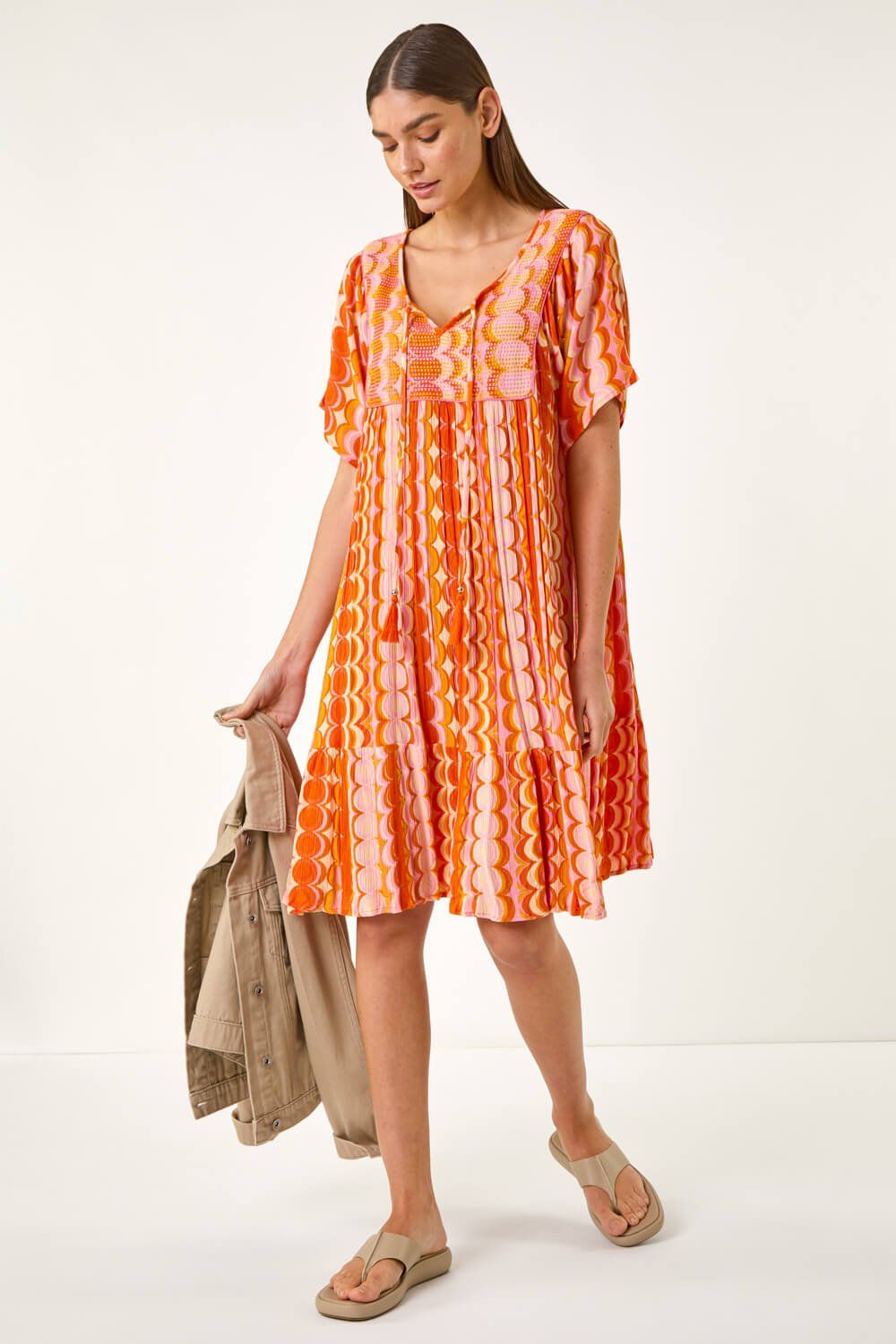 Roman Abstract Smocked Dress