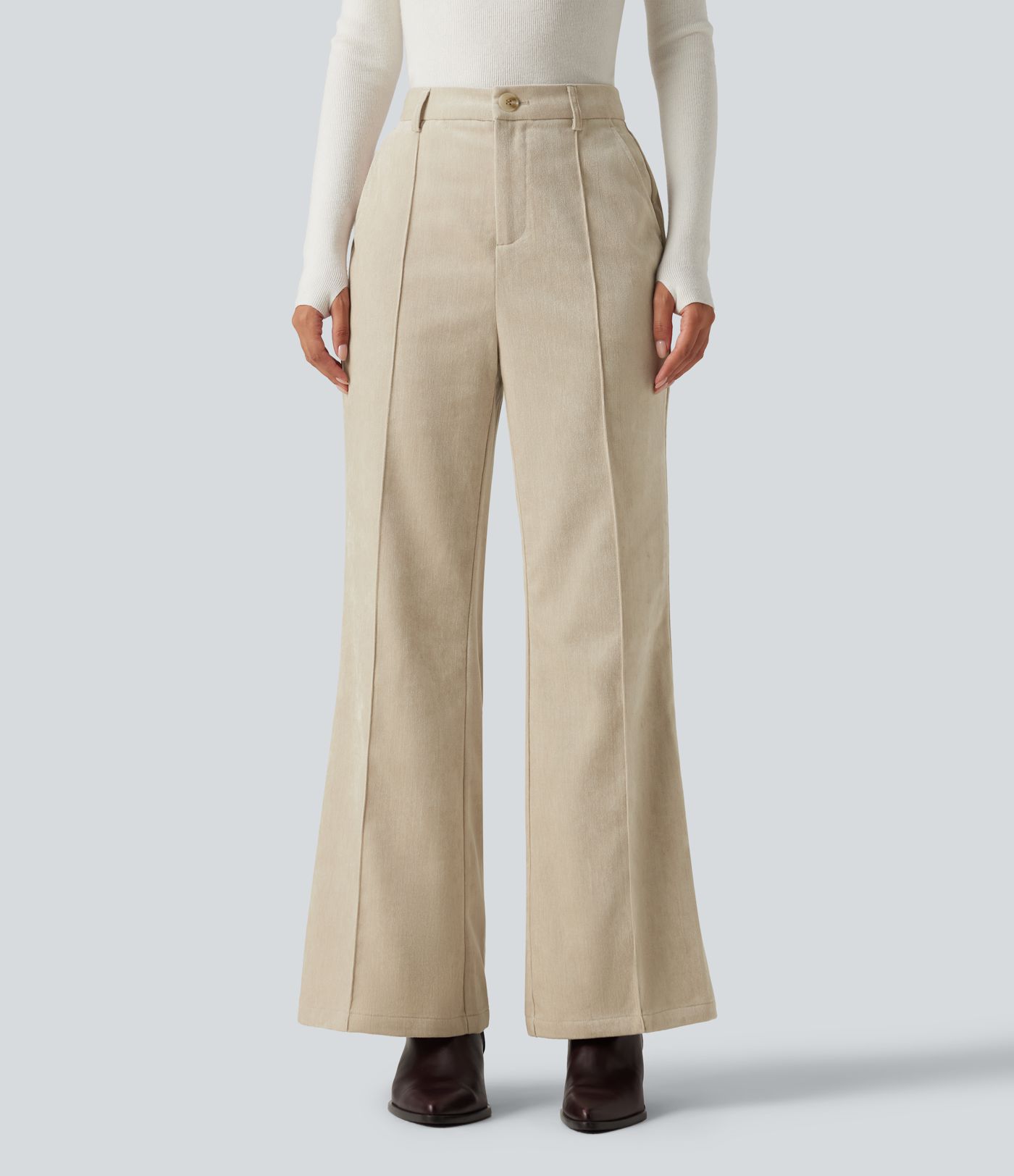 Pantalon flare taille haute avec poches